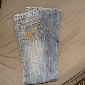 Men's Blue Jeans with Yellow Stitching